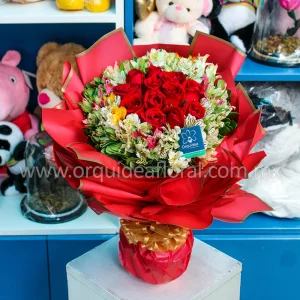 Jarrón 12 Rosas Rojas Deluxe