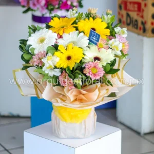 3 Gerberas Amarillas & 3 Gerberas Blancas Envueltas