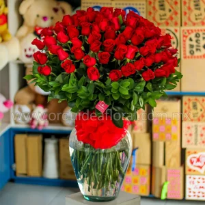 Jarron 100 Rosas Rojas