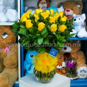 Jarrón 18 Rosas Amarillas