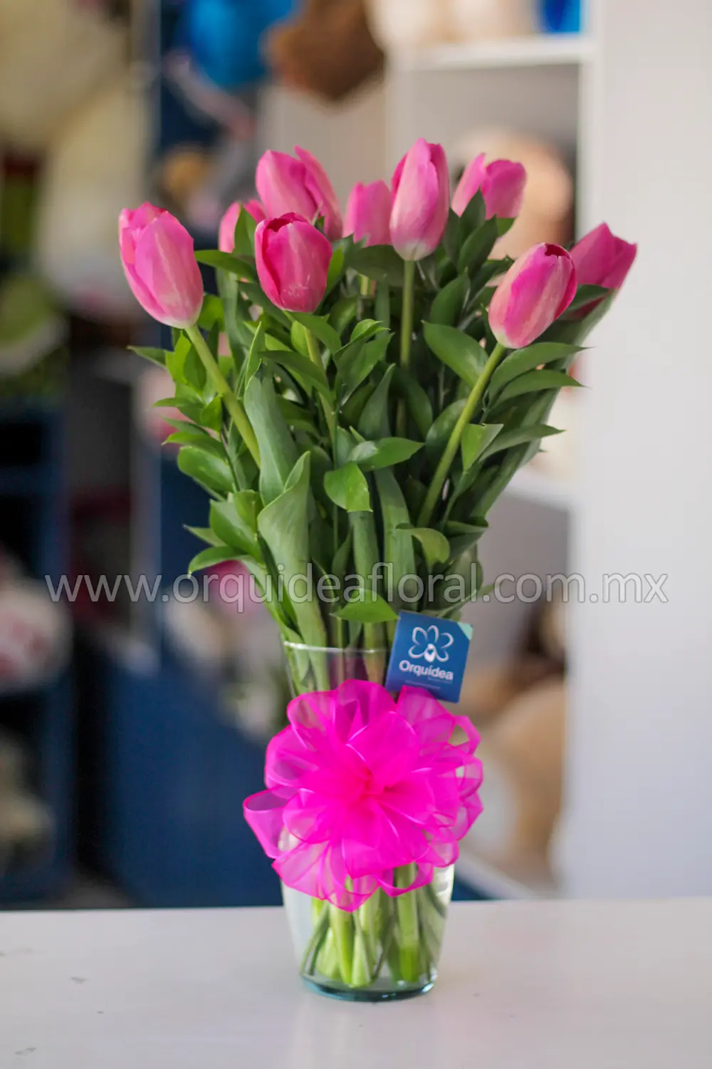 Jarrón 10 Tulipanes Rosas